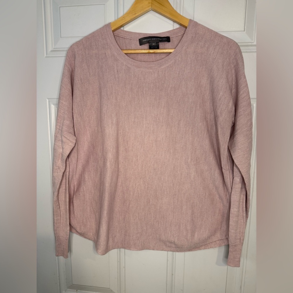 French Connection Pink Crew Neck Sweater Lightweight Knit